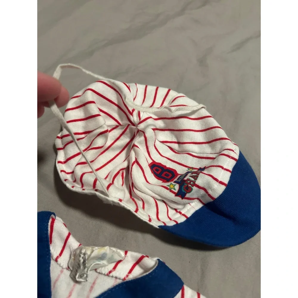 Vintage Buildwise Baby Baseball Uniform Set 3-6 Months Pinstripe 4pc Outfit Hat